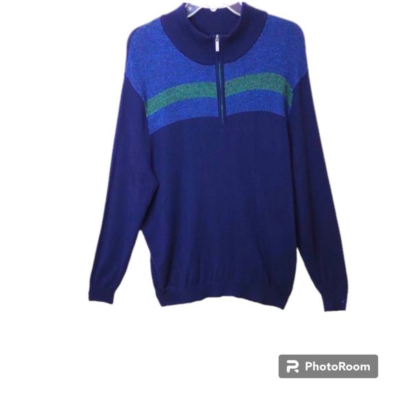 Men's Callaway "Night Sky Heather" Weather 1/4 Zip Washable Merino Wool Sweater - Picture 1 of 10